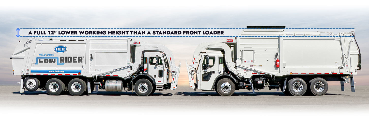 LowRider low profile frontloader garbage truck height comparison